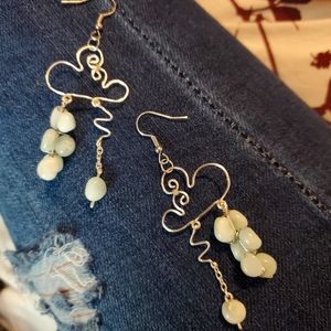 Handmade Cloud earrings in silver with Larimar Stone
